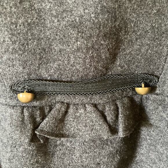 Loft Wool Military Jacket Pea Coat Peplum Charcoal Gray Size Medium Women's - Picture 8 of 13